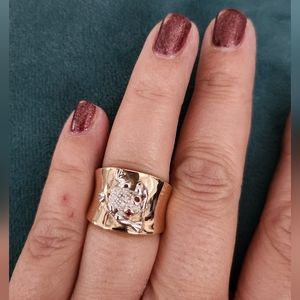 Frog .925 silver/ gold plated ring Size 7